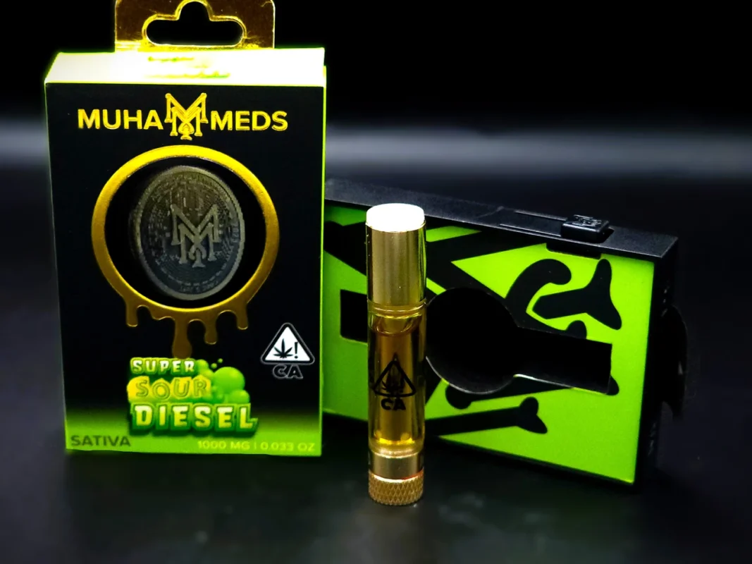 Muha Meds vape cartridges with a variety of flavors displayed in a sleek, modern design, highlighting their premium cannabis oil content and high THC potency.